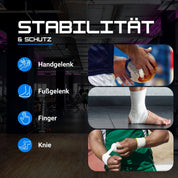 Anwendungsgebiet für Tape im Sport. Fußgelenk, Handgelenk, Finger etc.