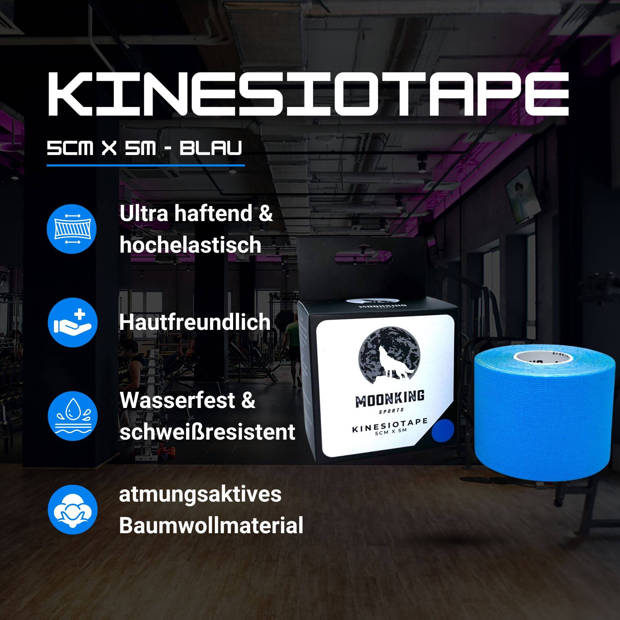 Die Benefits von Kinesio Tape in Blau (5cm x 5m pro Rolle)