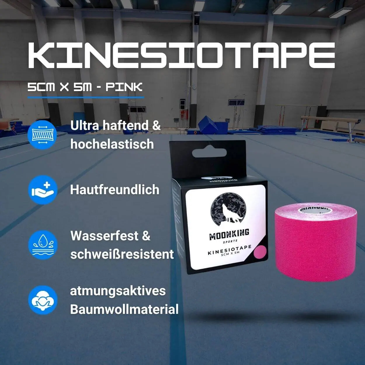 Kinesiotape Pink (5cm x 5m) - Turnen - MoonKing Sports