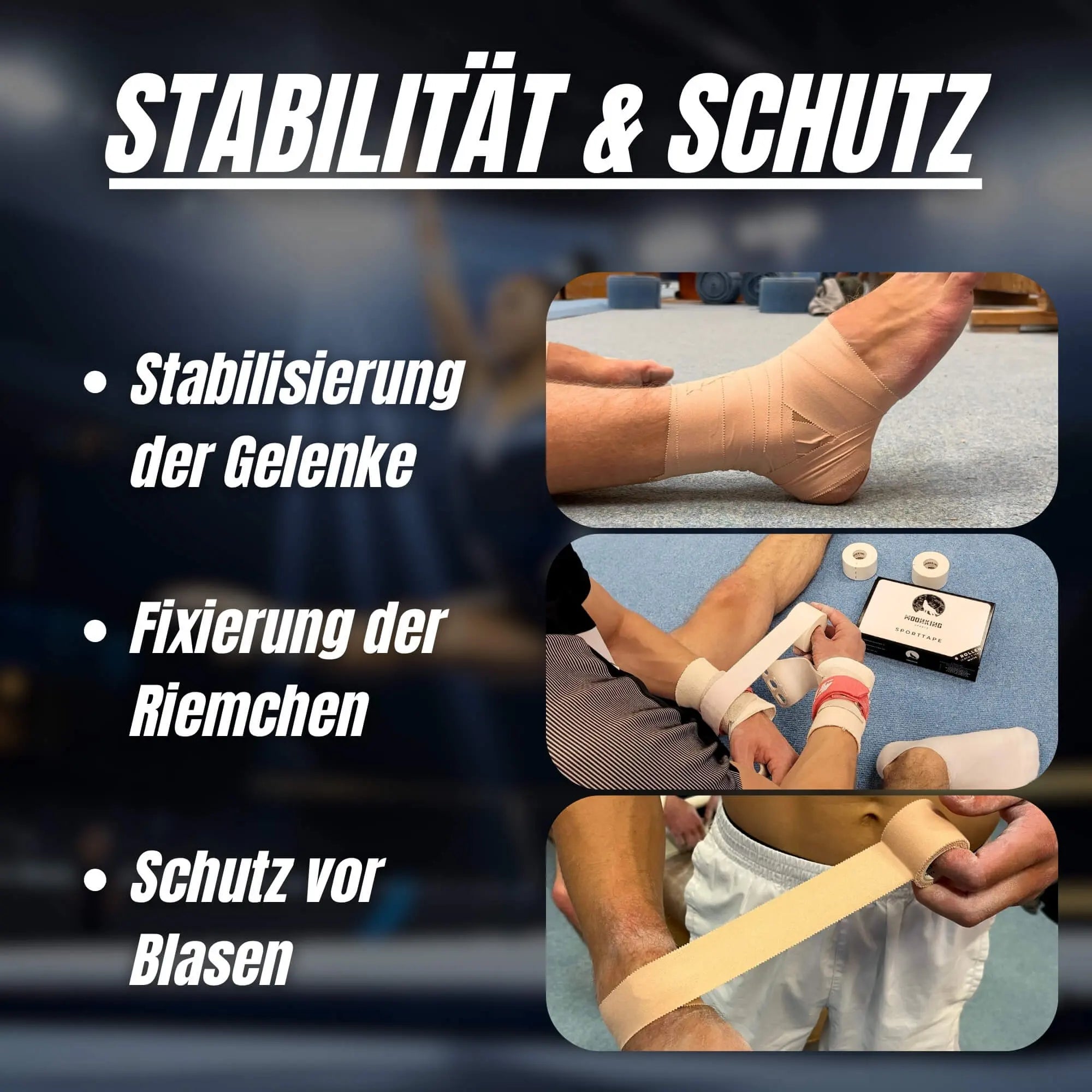 Stabilität und Schutz bei Training und Wettkampf, mit dem Turntape von MoonKing Sports.