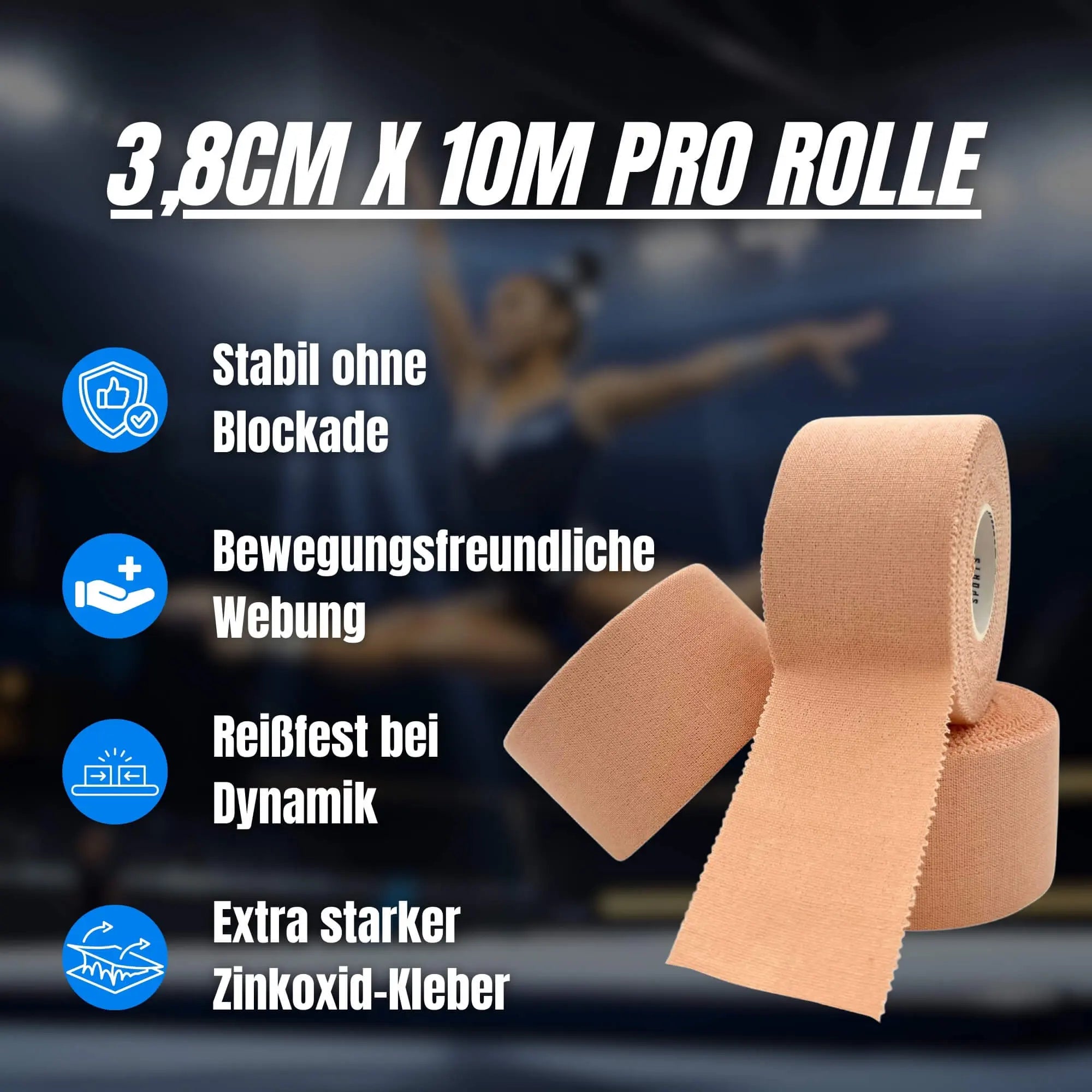 Beiges Tape von MoonKing Sports für Gerätturnen, Trampolin & Akrobatik.