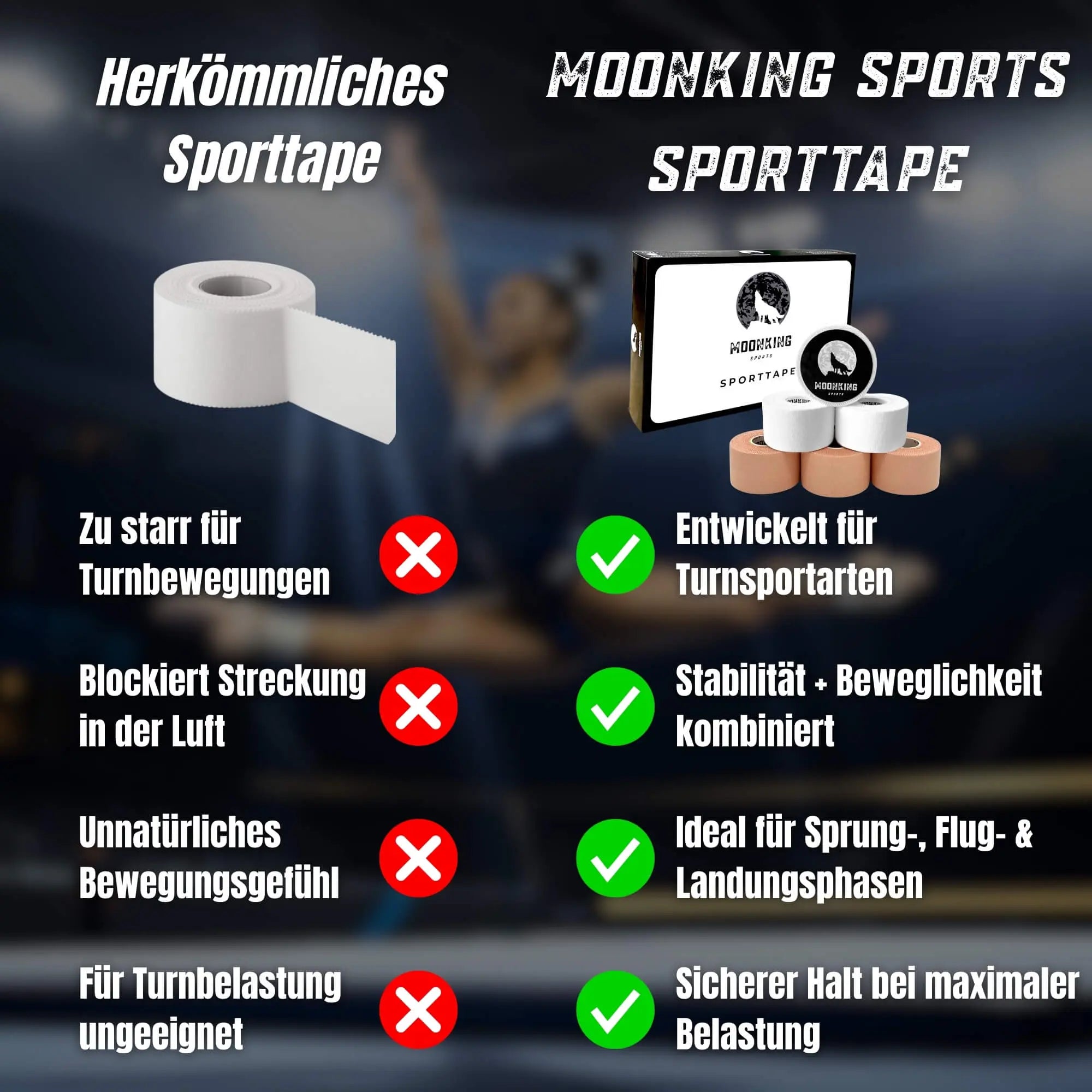 Der Vergleich zwischen herkömmlichen Tape und Premium Tape von MoonKing Sports